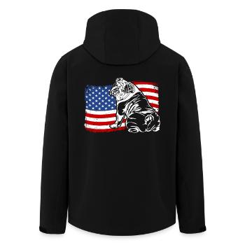 Englische Bulldogge Amerika Fahne Hunde Wilsigns - Recycelte Männer Softshell-Jacke von Stanley/Stella - Schwarz - Hinten - AI Model Male 185 light (185cm)