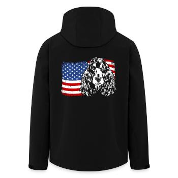 Cocker Spaniel Amerika Fahne Hunde Wilsigns - Recycelte Männer Softshell-Jacke von Stanley/Stella - Schwarz - Hinten - AI Model Male 185 light (185cm)