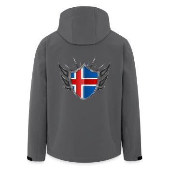 Island Flagge Wappen Silber 013 - Recycelte Männer Softshell-Jacke von Stanley/Stella - Schwarz - Hinten - AI Model Male 185 light (185cm)