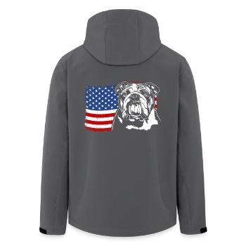 English Bulldog America Flag Dogs Wilsigns - Men’s Recycled Softshell Jacket by Stanley/Stella - black - Back - AI Model Male 185 light (185cm)