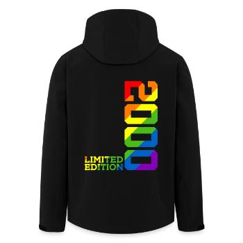 LGBTQ 2000 REGENBOGEN QUEER 25. GEBURTSTAG PRIDE - Recycelte Männer Softshell-Jacke von Stanley/Stella - Schwarz - Hinten - AI Model Male 185 light (185cm)