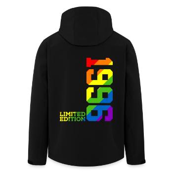 LGBTQ 1996 REGENBOGEN QUEER 29. GEBURTSTAG PRIDE - Recycelte Männer Softshell-Jacke von Stanley/Stella - Schwarz - Hinten - AI Model Male 185 light (185cm)