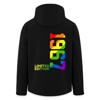 LGBTQ 1967 RAINBOW QUEER 59TH BIRTHDAY PRIDE - Men’s Recycled Softshell Jacket by Stanley/Stella - black - Back - AI Model Male 185 light (185cm)