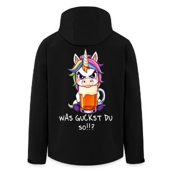 Bier Sprüche Einhorn Unicorn - Was guckst du so - Recycelte Männer Softshell-Jacke von Stanley/Stella - Schwarz - Hinten - AI Model Male 185 light (185cm)