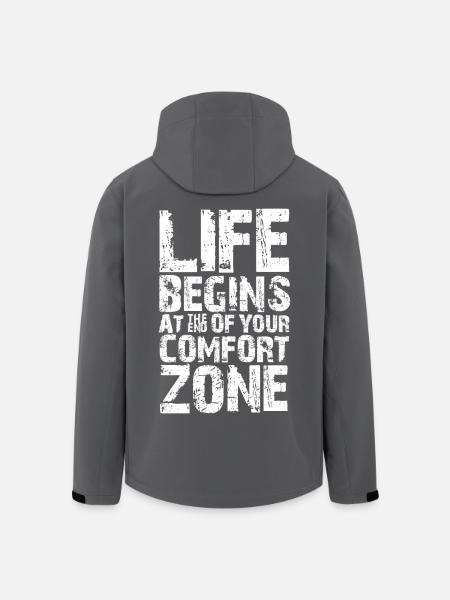 Livet begynder i slutningen af din komfortzone - Stanley/Stella herre softshelljakke i genanvendt polyester - sort