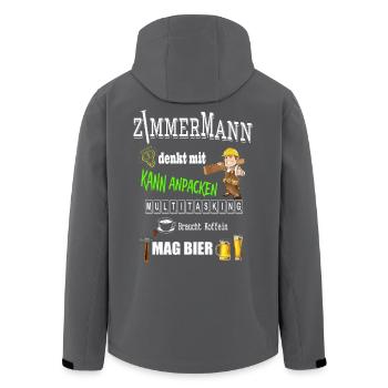Zimmermann - Recycelte Männer Softshell-Jacke von Stanley/Stella - Schwarz - Hinten - AI Model Male 185 light (185cm)