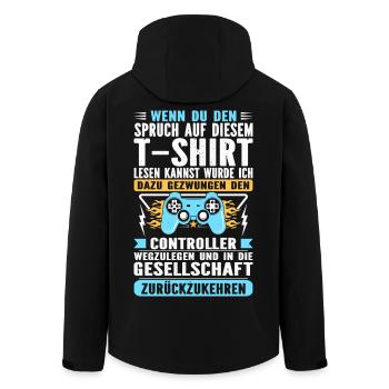Wenn Du Den Spruch Lesen Kannst Gaming - Recycelte Männer Softshell-Jacke von Stanley/Stella - Schwarz - Hinten - AI Model Male 185 light (185cm)