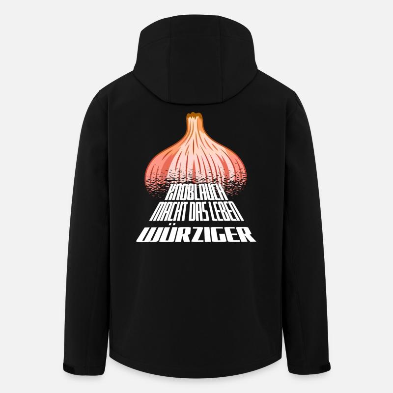 Kräftige Knoblauchgrafik mit fetter Typo - Recycelte Männer Softshell-Jacke von Stanley/Stella - Schwarz