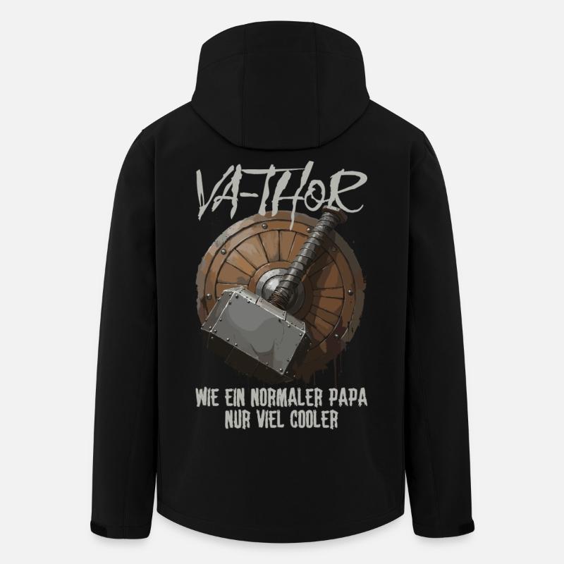 Viking Schild mit Hammer Design Va-Thor Vatertag - Recycelte Männer Softshell-Jacke von Stanley/Stella - Schwarz
