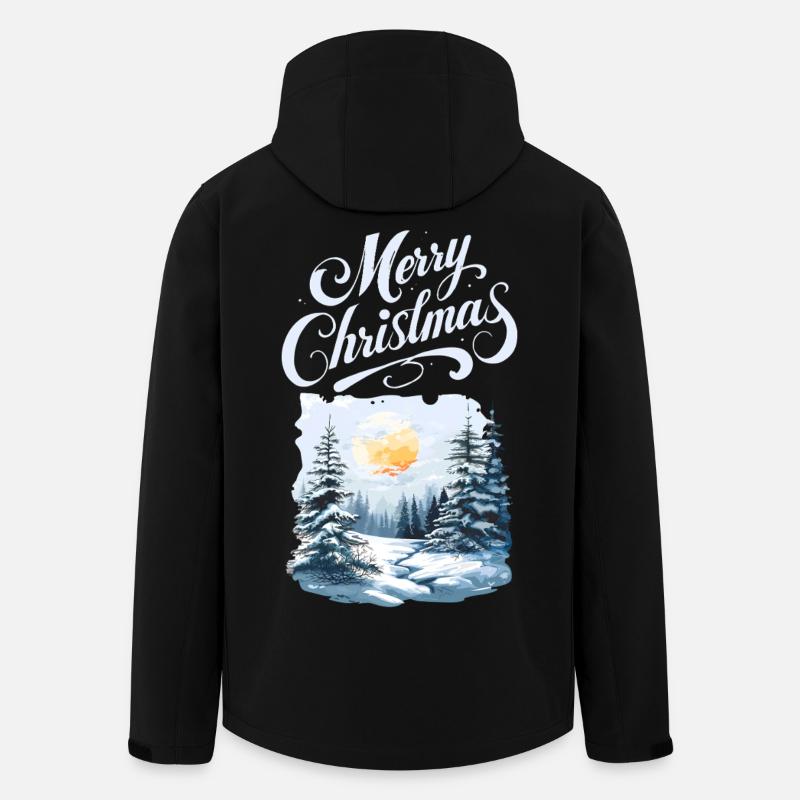 Merry Christmas Forest Landscape - Men’s Recycled Softshell Jacket by Stanley/Stella - black