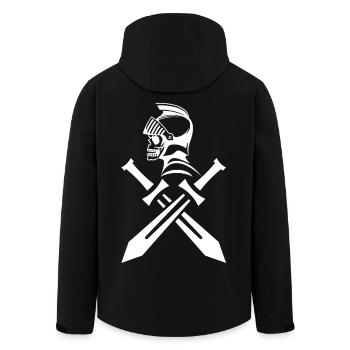 White Knight Skull and Crossed Swords - Men’s Recycled Softshell Jacket by Stanley/Stella - black - Back - AI Model Male 185 light (185cm)