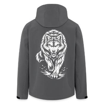 Loup Courant – Motif mystique d’animal sauvage - Veste softshell homme en polyester recyclé Stanley/Stella - charbon - Dos - AI Model Male 185 light (185cm)