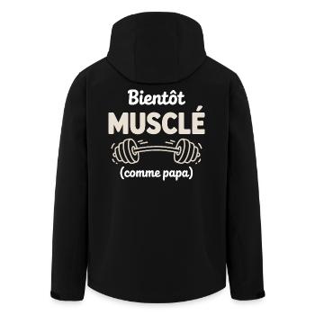 bientôt musclé comme papa gym musculation - Veste softshell homme en polyester recyclé Stanley/Stella - noir - Dos - AI Model Male 185 light (185cm)
