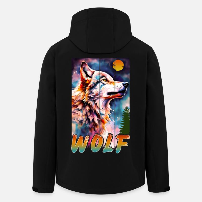 WOLF-NATURKUNST - Recycelte Männer Softshell-Jacke von Stanley/Stella - Schwarz