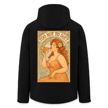 Pin-Up Art Nouveau: Pizza – Too Hot to Diet - Recycelte Männer Softshell-Jacke von Stanley/Stella - Schwarz - Hinten - AI Model Male 185 light (185cm)