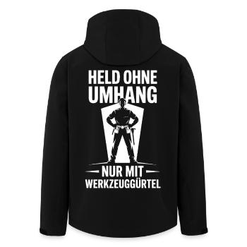 Held ohne Umhang – Handwerker mit Werkzeuggürtel - Recycelte Männer Softshell-Jacke von Stanley/Stella - Schwarz - Hinten - AI Model Male 185 light (185cm)