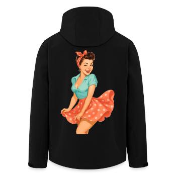 Sweet Pin Up in the Wind – Style Rétro Candy - Veste softshell homme en polyester recyclé Stanley/Stella - noir - Dos - AI Model Male 185 light (185cm)