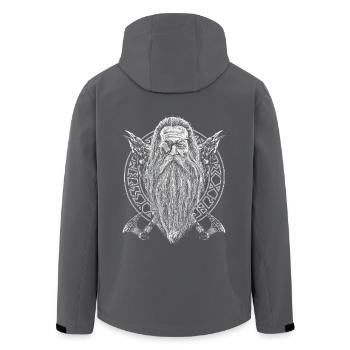 ODIN MIT HUGIN UND MUNIN EINEM RUNEN KREIS - Recycelte Männer Softshell-Jacke von Stanley/Stella - Schwarz - Hinten - AI Model Male 185 light (185cm)