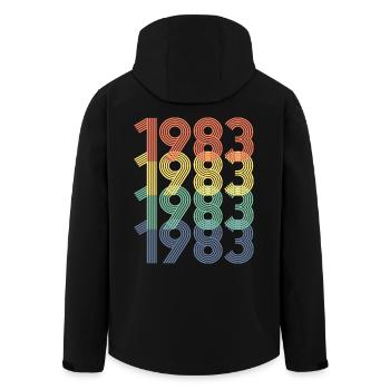Cool Retro 1983, 40 Years Old, 40th Birthday Gift - Men’s Recycled Softshell Jacket by Stanley/Stella - black - Back - AI Model Male 185 light (185cm)