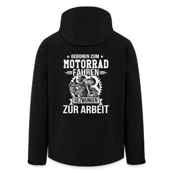 Geboren zum Motorrad fahrern gezwungen zu arbeit - Recycelte Männer Softshell-Jacke von Stanley/Stella - Schwarz - Hinten - AI Model Male 185 light (185cm)