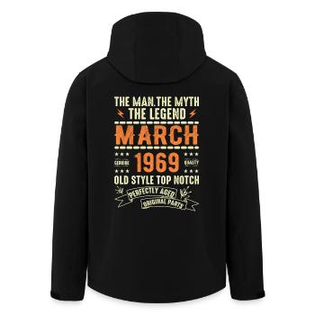 Mars 1969 Cadeau d’anniversaire Vintage Mars 1969 - Veste softshell homme en polyester recyclé Stanley/Stella - noir - Dos - AI Model Male 185 light (185cm)