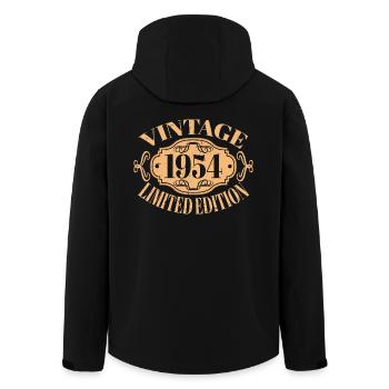 Vintage 1954 70th Birthday Men Women 70 Years Old - Men’s Recycled Softshell Jacket by Stanley/Stella - black - Back - AI Model Male 185 light (185cm)