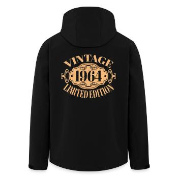 Vintage 1964 60e anniversaire hommes femmes 60 ans - Veste softshell homme en polyester recyclé Stanley/Stella - noir - Dos - AI Model Male 185 light (185cm)