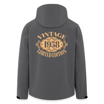 Jahrgang 1958 - 64 Jahre alt, Geschenk zum 64. Geburtstag - Recycelte Männer Softshell-Jacke von Stanley/Stella - Schwarz - Hinten - AI Model Male 185 light (185cm)