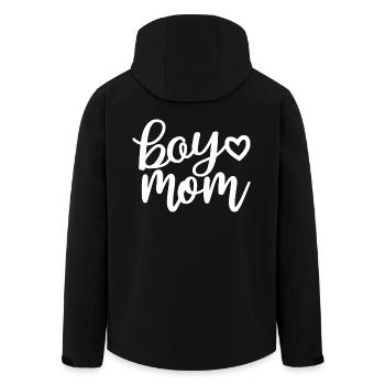 Boy Mom Cute Heart Pregnancy Baby Boy Mother's Day - Men’s Recycled Softshell Jacket by Stanley/Stella - black - Back - AI Model Male 185 light (185cm)