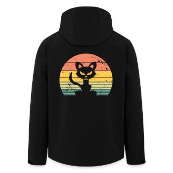 Mignon chat Retro Silhouette Cat Lover & Owner Cadeau - Veste softshell homme en polyester recyclé Stanley/Stella - noir - Dos - AI Model Male 185 light (185cm)