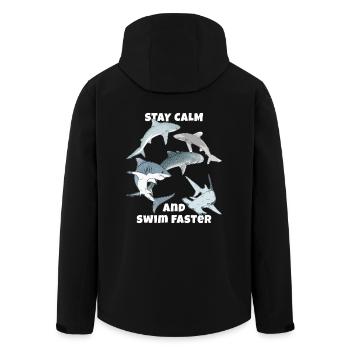 Stay calm and swim faster - Men’s Recycled Softshell Jacket by Stanley/Stella - black - Back - AI Model Male 185 light (185cm)