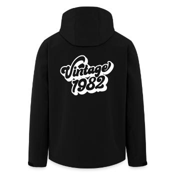 Jahrgang 1982, 40 Jahre alt, Geschenk zum 40. Geburtstag - Recycelte Männer Softshell-Jacke von Stanley/Stella - Schwarz - Hinten - AI Model Male 185 light (185cm)