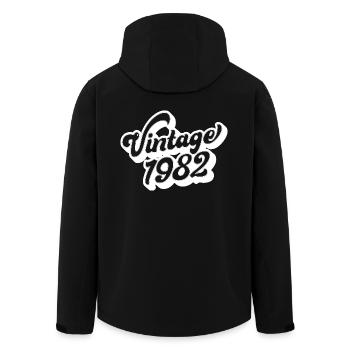 Jahrgang 1982, 40 Jahre alt, Geschenk zum 40. Geburtstag - Recycelte Männer Softshell-Jacke von Stanley/Stella - Schwarz - Hinten - AI Model Male 185 light (185cm)