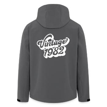 Millésime 1982, 40 ans, cadeau de 40e anniversaire - Veste softshell homme en polyester recyclé Stanley/Stella - charbon - Dos - AI Model Male 185 light (185cm)