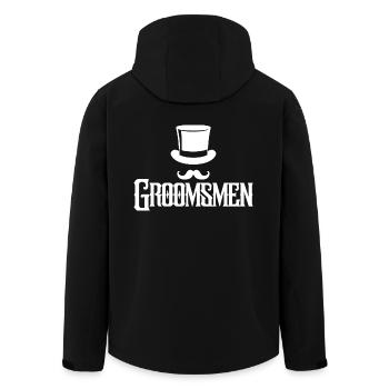 Groomsmen Top Hat & Mustache Mens Enterrement de vie de garçon - Veste softshell homme en polyester recyclé Stanley/Stella - noir - Dos - AI Model Male 185 light (185cm)