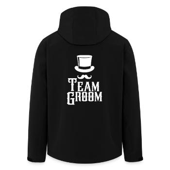 Team Groom Top Hat & Mustache Mens Enterrement de vie de garçon - Veste softshell homme en polyester recyclé Stanley/Stella - noir - Dos - AI Model Male 185 light (185cm)
