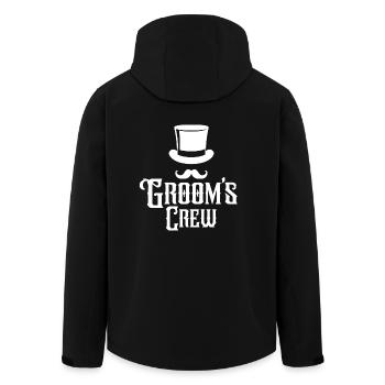 Groom’s Crew Top Hat Moustache Mens Enterrement de vie de garçon - Veste softshell homme en polyester recyclé Stanley/Stella - noir - Dos - AI Model Male 185 light (185cm)