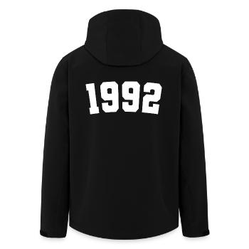 Jahr 1992, 30 Jahre alt, Geschenk zum 30. Geburtstag - Recycelte Männer Softshell-Jacke von Stanley/Stella - Schwarz - Hinten - AI Model Male 185 light (185cm)