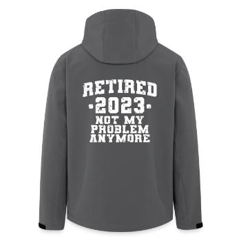 Retired 2023 Retirement Gift For Men & Women Funny - Men’s Recycled Softshell Jacket by Stanley/Stella - black - Back - AI Model Male 185 light (185cm)