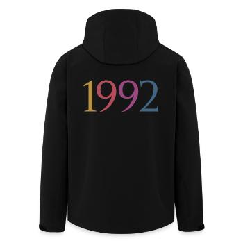 Jahr 1992, 30 Jahre alt, Geschenk zum 30. Geburtstag - Recycelte Männer Softshell-Jacke von Stanley/Stella - Schwarz - Hinten - AI Model Male 185 light (185cm)