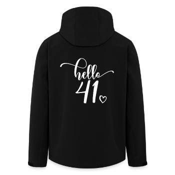 Hello 41 - Cute 41st Birthday Gift For Women - Men’s Recycled Softshell Jacket by Stanley/Stella - black - Back - AI Model Male 185 light (185cm)