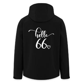 Hello 66 - Cute 66th Birthday Gift For Women - Men’s Recycled Softshell Jacket by Stanley/Stella - black - Back - AI Model Male 185 light (185cm)