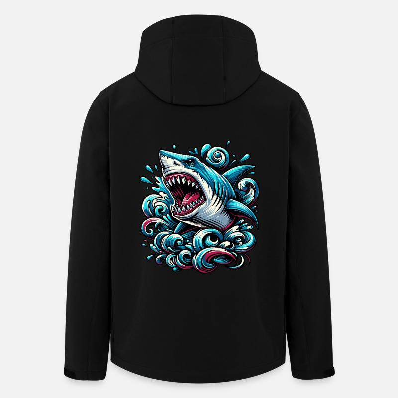 Hai Kraftvolle Wellen Tattoo Artwork - Recycelte Männer Softshell-Jacke von Stanley/Stella - Schwarz