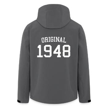 Original 1948 - 74 Years Old, 74th Birthday Gift - Men’s Recycled Softshell Jacket by Stanley/Stella - anthracite - Back - AI Model Male 185 light (185cm)