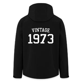 Vintage 1973 - 50 Years Old, 50th Birthday Gift - Men’s Recycled Softshell Jacket by Stanley/Stella - black - Back - AI Model Male 185 light (185cm)