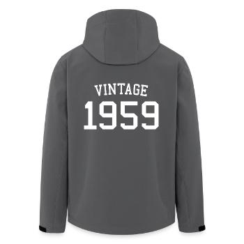 Vintage 1959 65e anniversaire hommes femmes 65 ans - Veste softshell homme en polyester recyclé Stanley/Stella - charbon - Dos - AI Model Male 185 light (185cm)