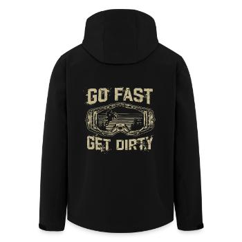 Ride Fast, Get Dirty - Motocross Saying - Men’s Recycled Softshell Jacket by Stanley/Stella - black - Back - AI Model Male 185 light (185cm)