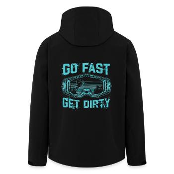 Ride Fast, Get Dirty - Motocross Saying - Men’s Recycled Softshell Jacket by Stanley/Stella - black - Back - AI Model Male 185 light (185cm)