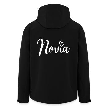 Novia Girlfriend Engagement Bridal Shower Wedding - Men’s Recycled Softshell Jacket by Stanley/Stella - black - Back - AI Model Male 185 light (185cm)