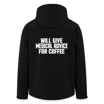 Funny Health Provider Doctor Nurse & Coffee Lovers - Men’s Recycled Softshell Jacket by Stanley/Stella - black - Back - AI Model Male 185 light (185cm)